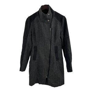 LA‎ Made Grey Herringbone Asymmetrical Zip Jacket Small New